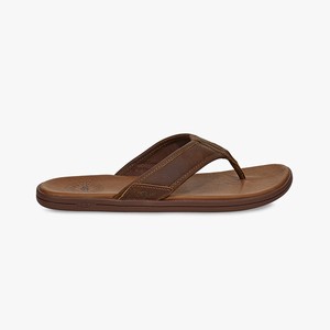 Ugg Seaside Leather Men Slippers Brown (6054MOFUC)